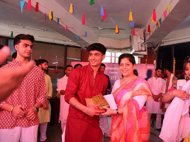 students performing garba